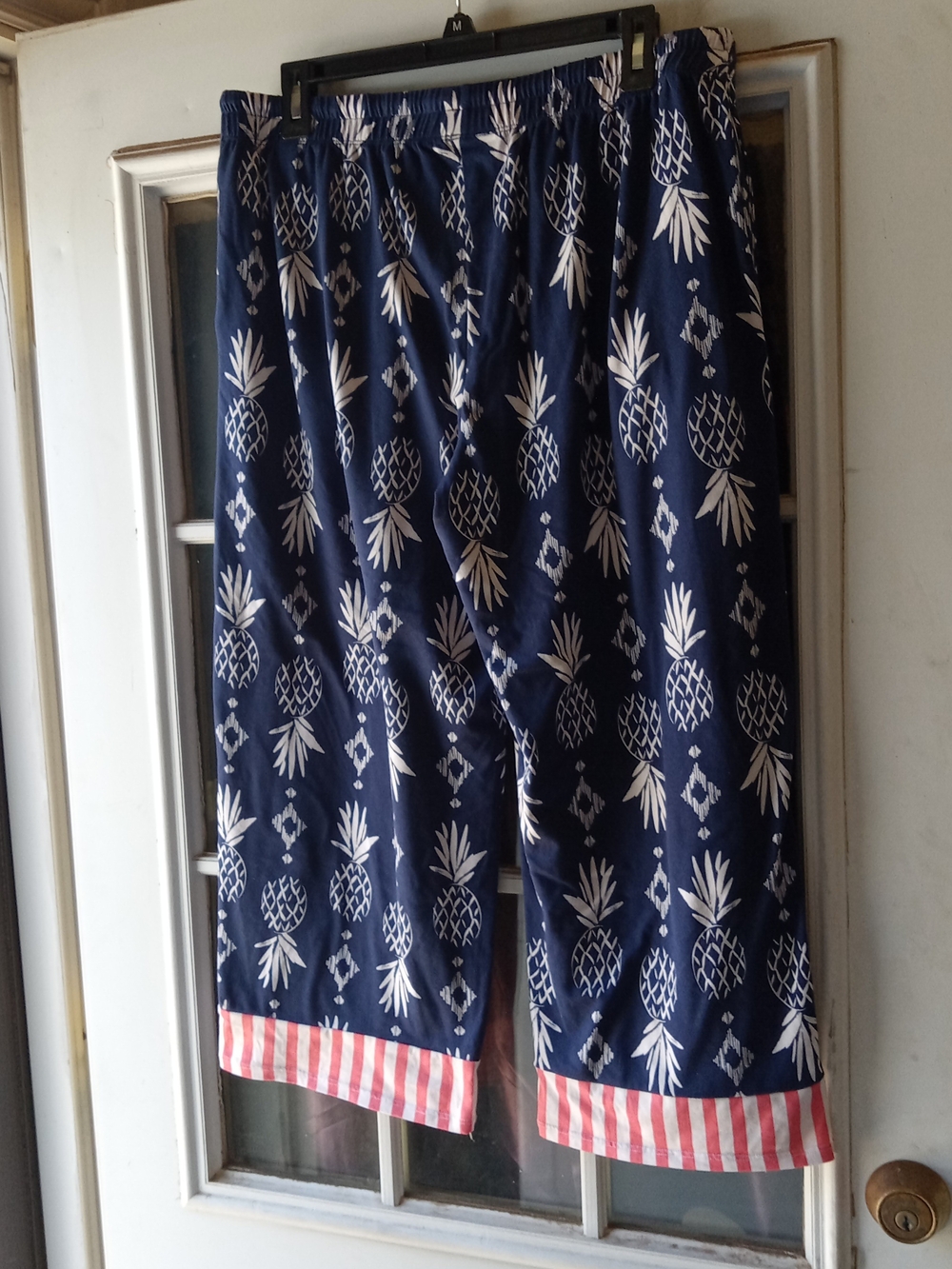 Cuddl Duds Coral & Navy Two-Piece Pajama Set with Striped Trim NWOT - Picture 6 of 8